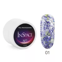 Гель для дизайна InSpace, светоотражающий с голографическим глиттером №01 - оптический фиолетовый, TNL Professional, 5 мл Гель для дизайна InSpace, светоотражающий с голографическим глиттером №01 - оптический фиолетовый, TNL Professional, 5 мл